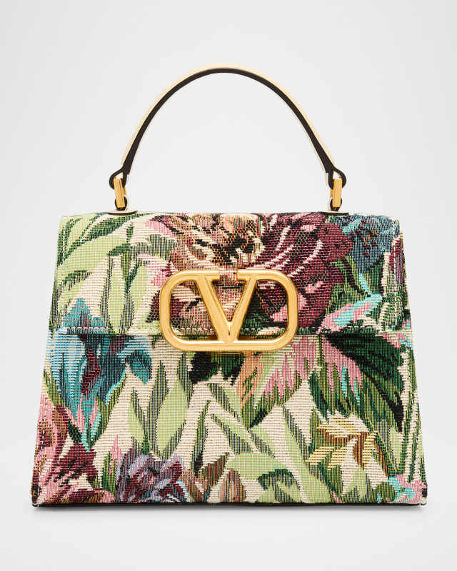 VSLING Floral Embroidered Small Top Handle Bag